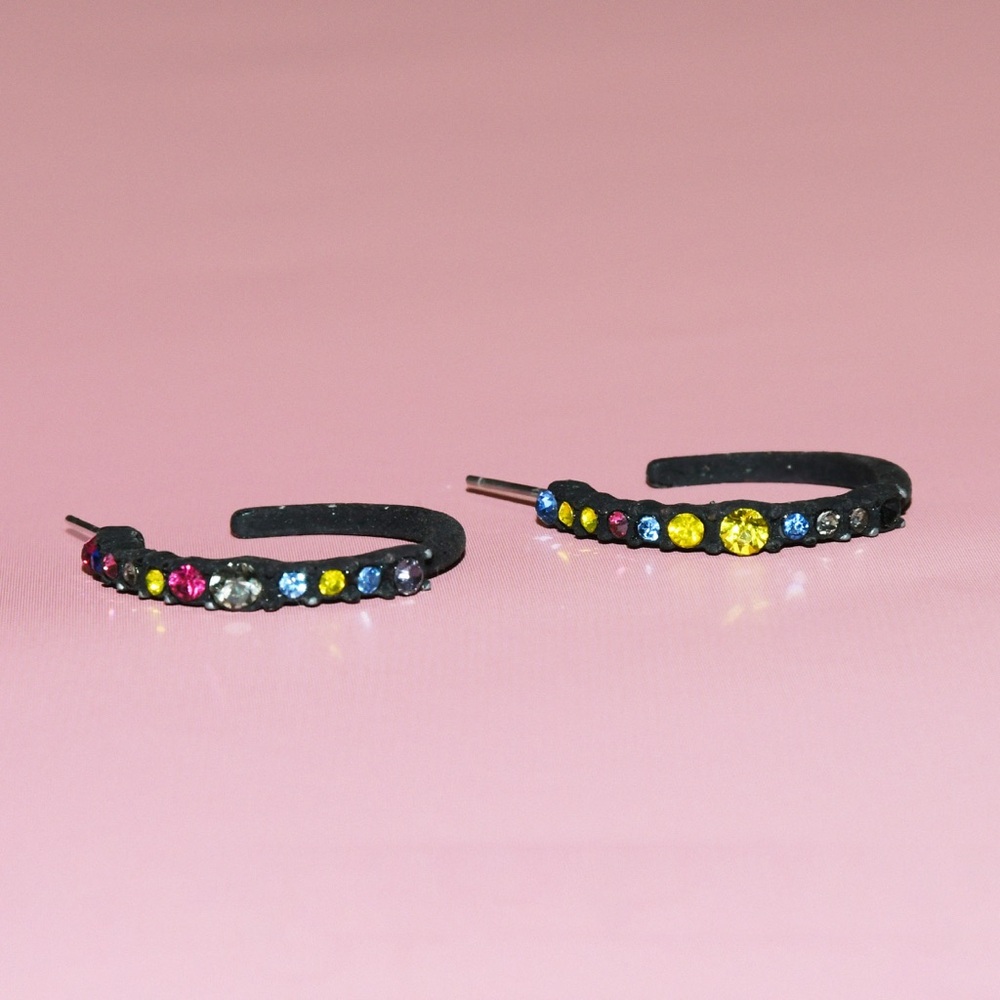 Rhinestones Hoop Earrings